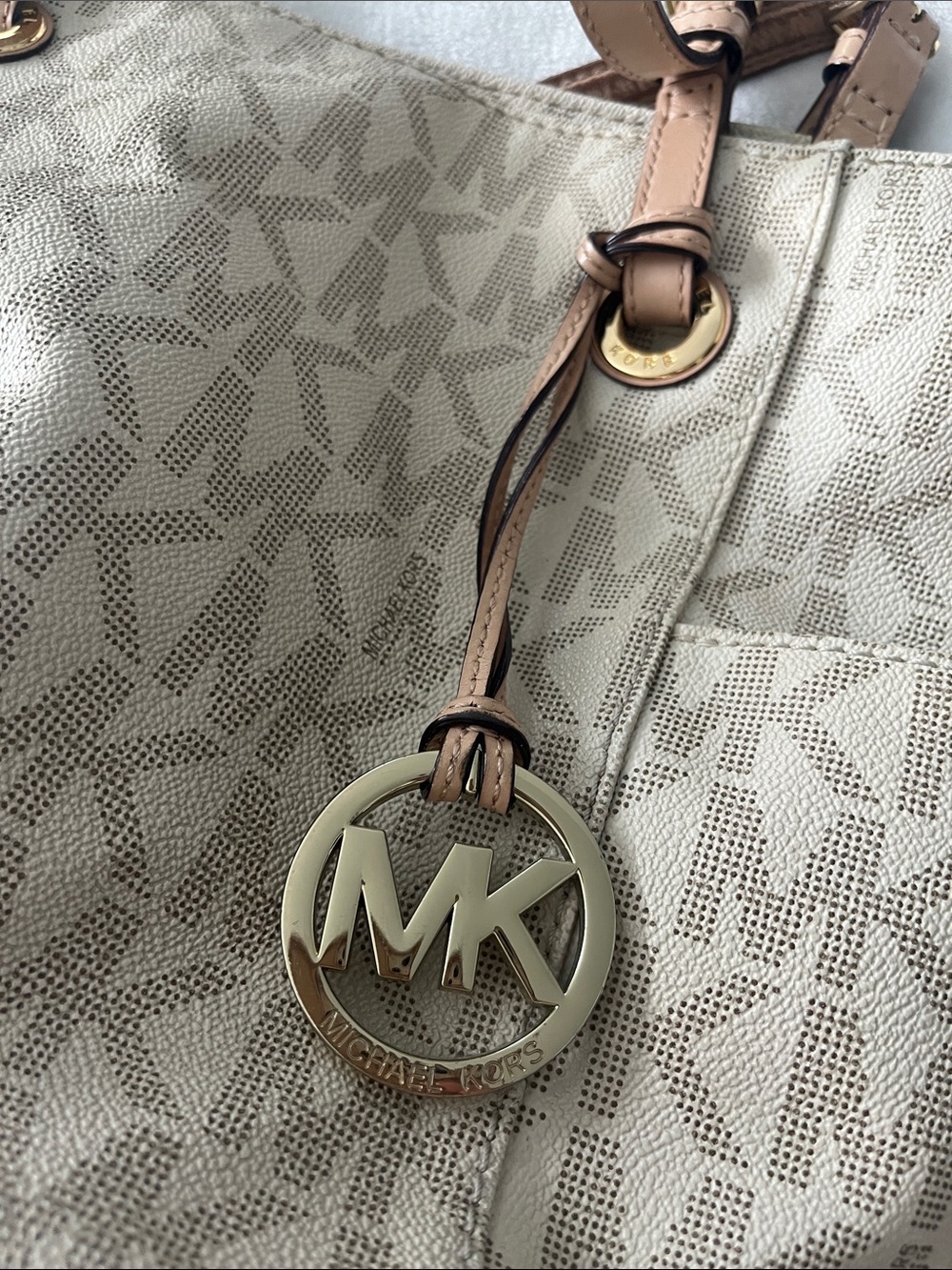 Michael Kors Beige/Tan MK Logo Tote, Crossbody & Wallet Set - Picture 15 of 15